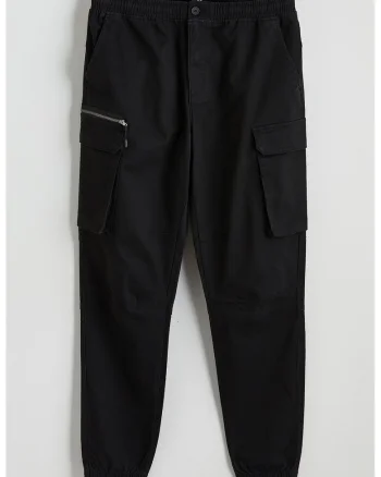 Pantaloni cargo cu talie medie, Negru