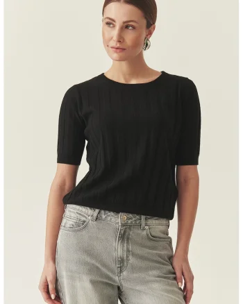 Bluza din amestec de lana cu decolteu rotund, Negru