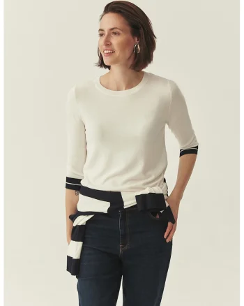 Bluza cu maneci trei sferturi, Negru/Alb murdar