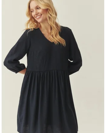 Rochie mini evazata cu buzunare laterale, Gri antracit