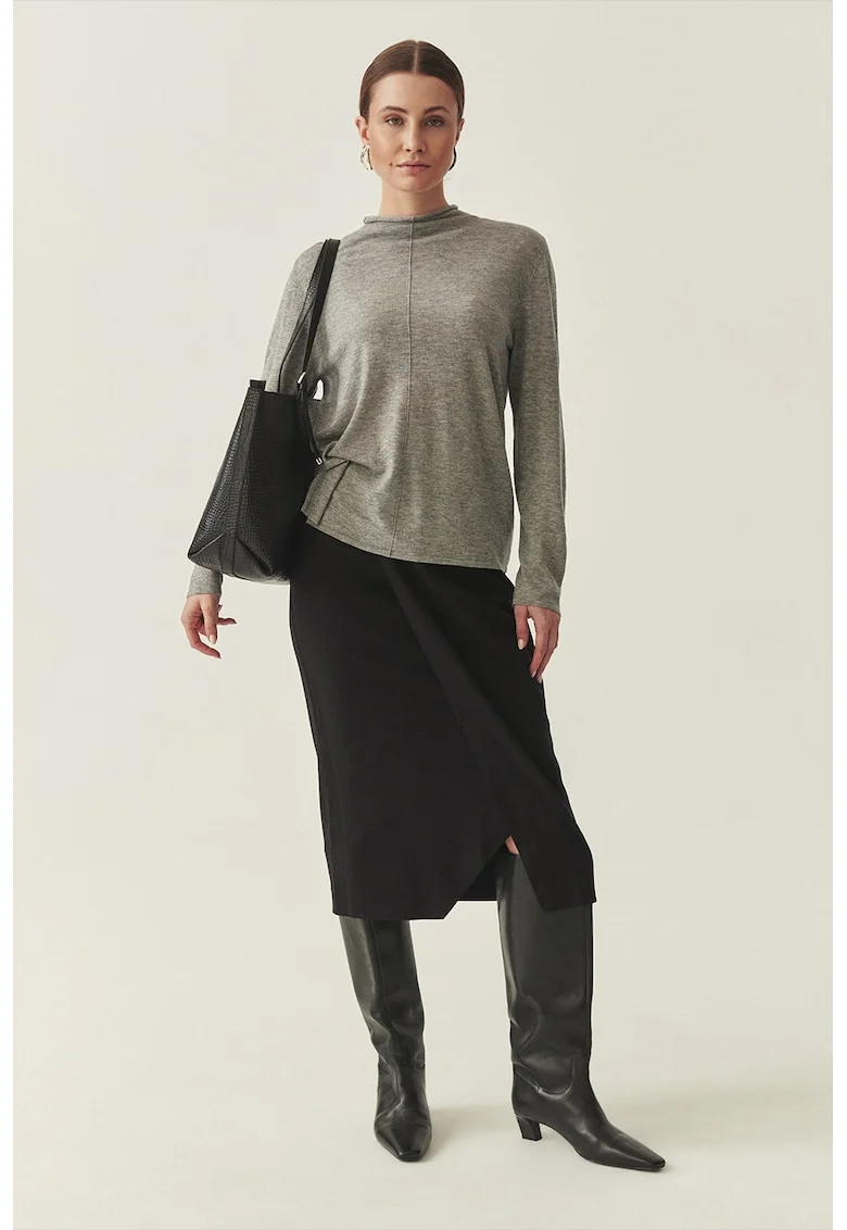 Fusta midi cambrata, Negru