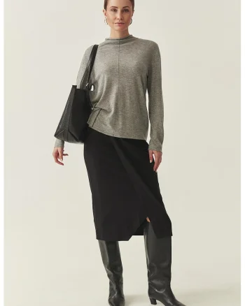 Fusta midi cambrata, Negru