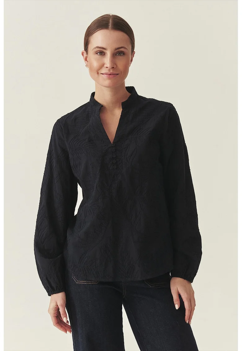 Bluza din bumbac cu maneci cazute, Negru