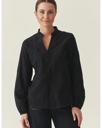 Bluza din bumbac cu maneci cazute, Negru