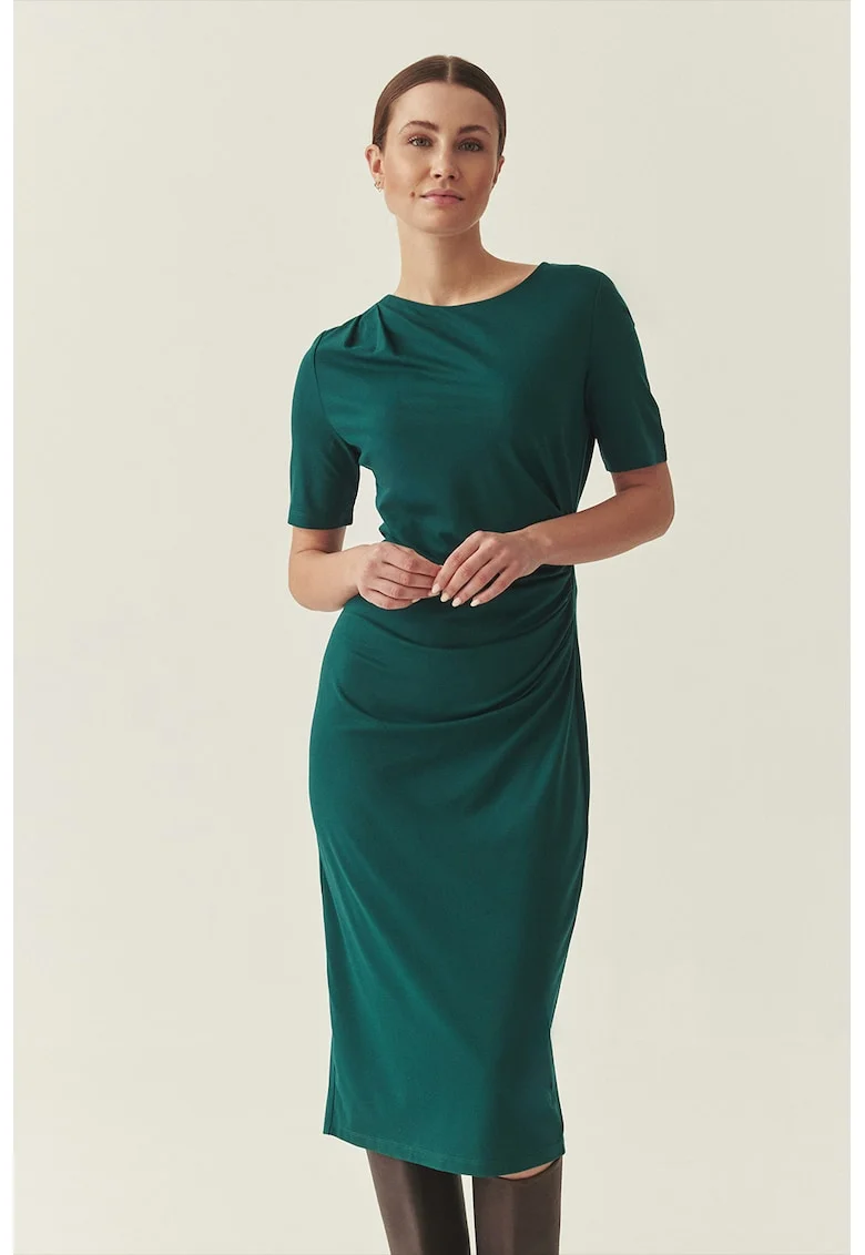 Rochie midi cu maneci scurte, Verde englez