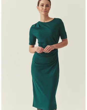 Rochie midi cu maneci scurte, Verde englez