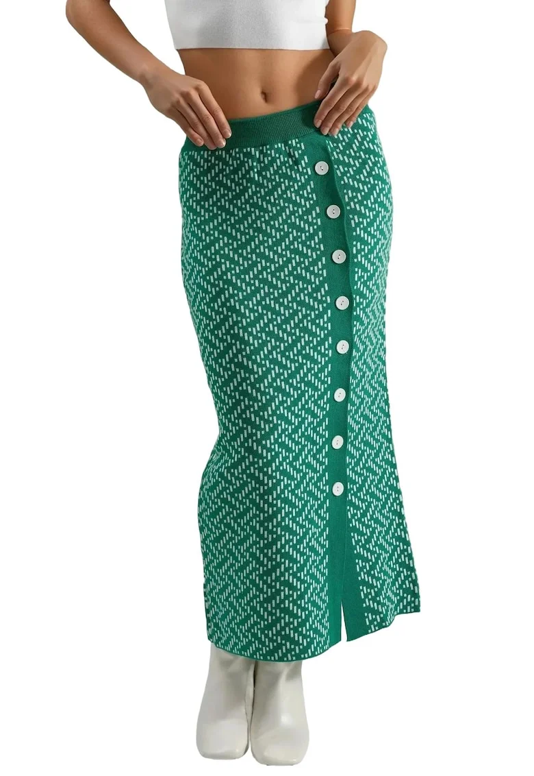 Fusta maxi,  Verde, Tricot,