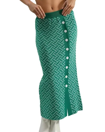 Fusta maxi,  Verde, Tricot,