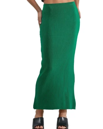 Fusta,  Talie inalta, Verde, Tricot,