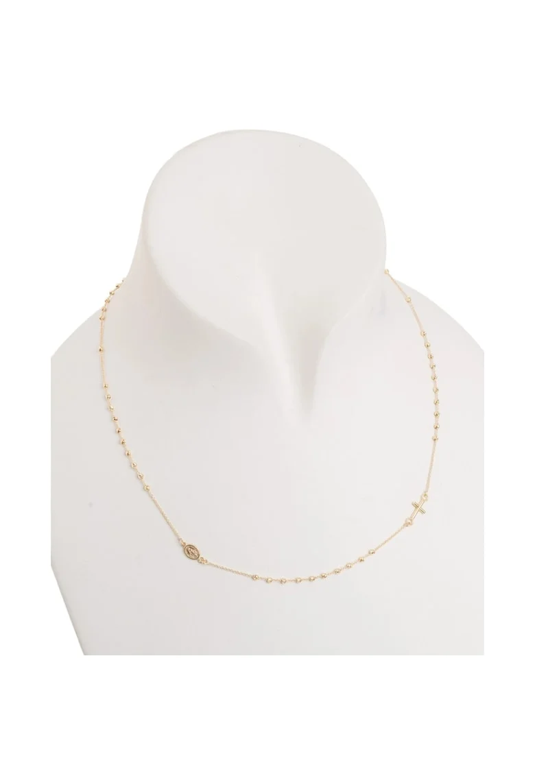 Colier Rozariu din Aur Galben de 18 kt cu Bile Diamantate,  2.6g