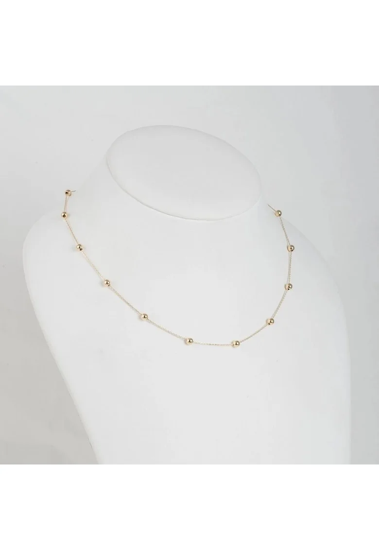 Colier din Aur Galben de 18 kt cu Bile si Lant Diamantat,  2.08g