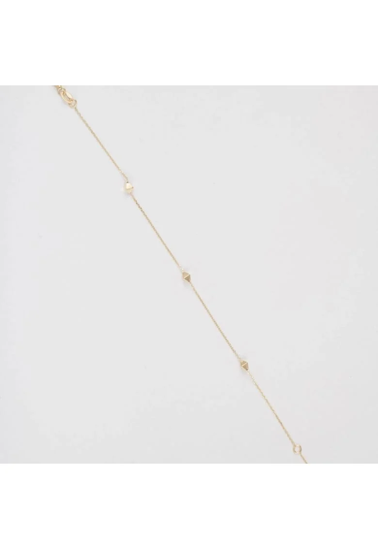 Bratara din Aur Galben de 14k cu Romburi si Lant Diamantat, Ajustabila,  0.87g