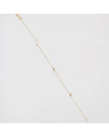 Bratara din Aur Galben de 14k cu Romburi si Lant Diamantat, Ajustabila,  0.87g
