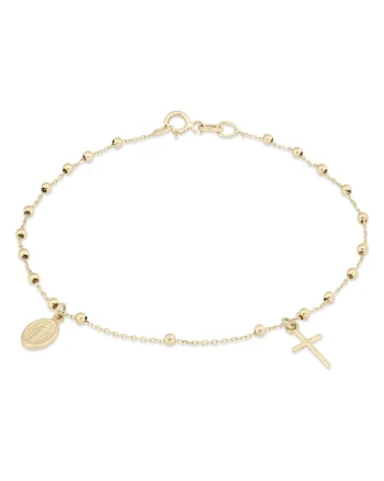 Bratara Rozariu din Aur Galben de 18 kt cu Icoana si Cruciulita,  1.95g