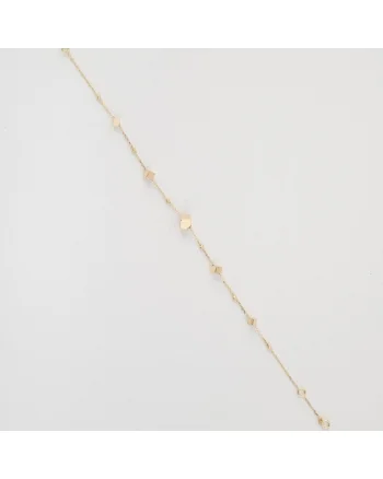 Bratara din Aur Galben de 18 k cu Bile Diamantate, Cuburi si Lant Diamantat, Ajustabila,  1.34g