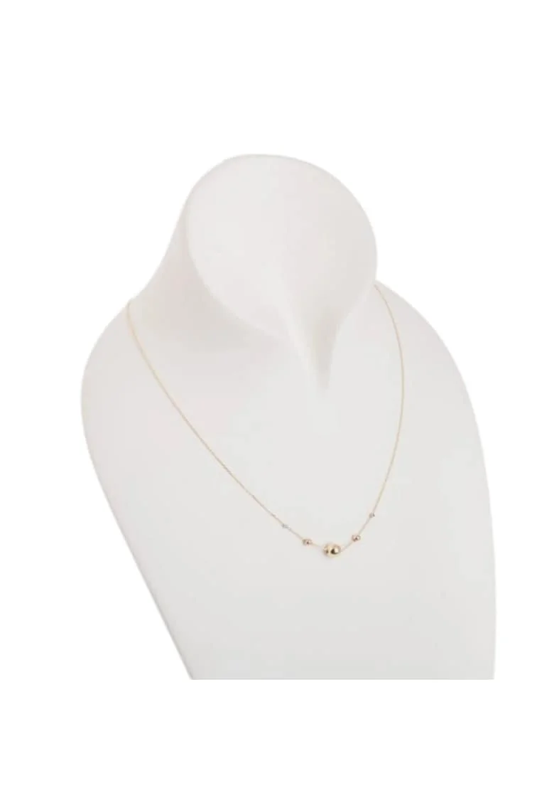 Colier din Aur Galben, Alb, Roz de 18 k cu Lant si Bile Diamantat,  1.67g