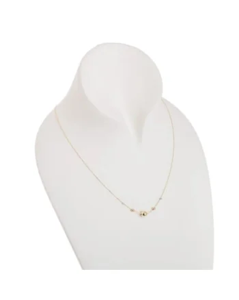 Colier din Aur Galben, Alb, Roz de 18 k cu Lant si Bile Diamantat,  1.67g