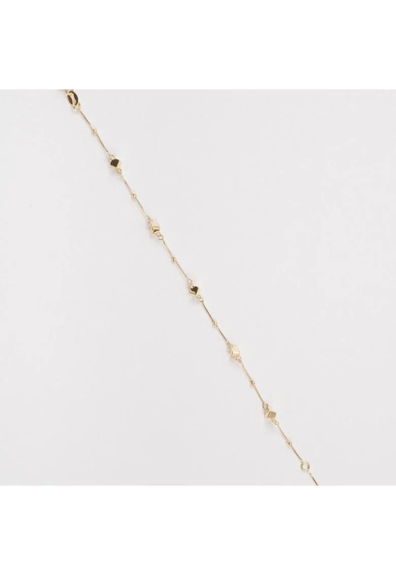 Bratara din Aur Galben de 18 k cu Bile Diamantate, Cuburi si Lant Dimantat, Ajustabila,  1.54g