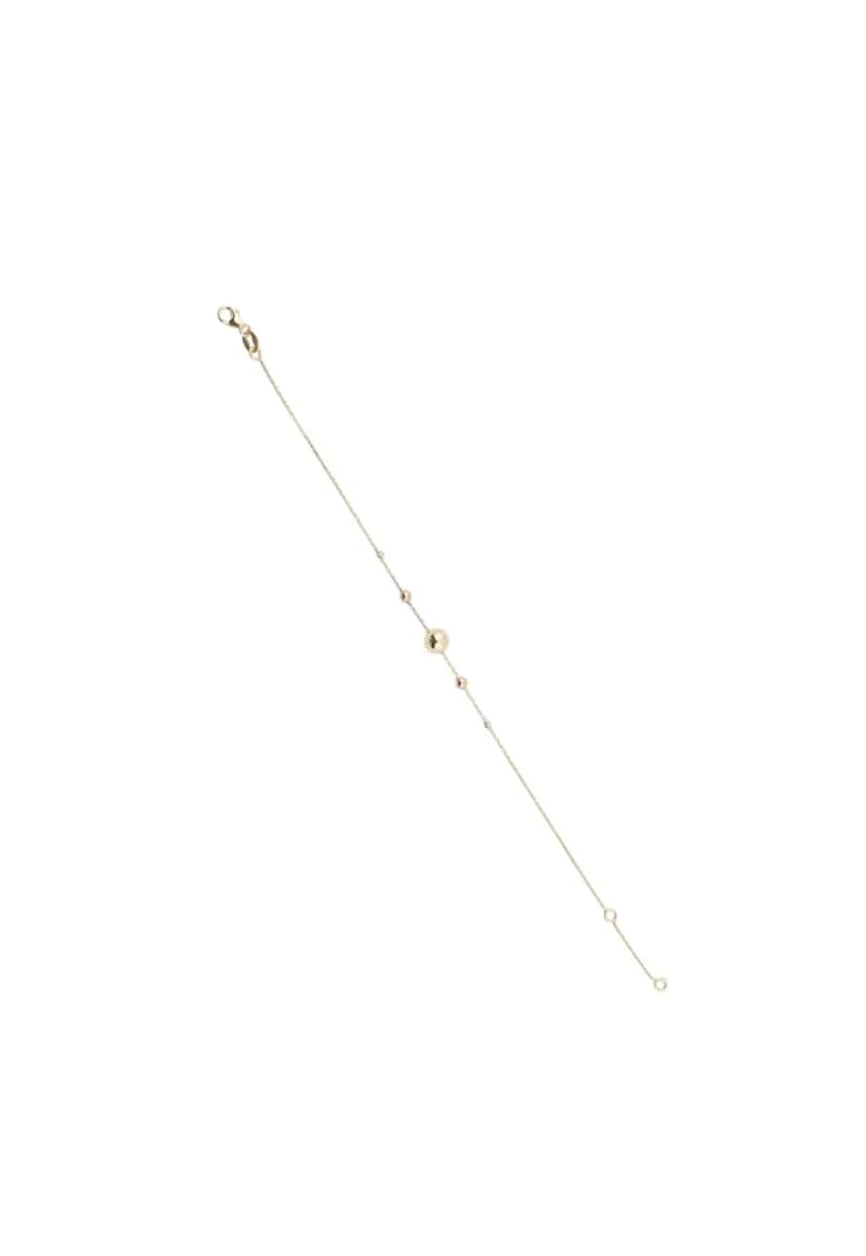 Bratara din Aur Galben, Alb, Roz de 18 k cu Lant si Bile Diamantate, Ajustabila,  1.14g