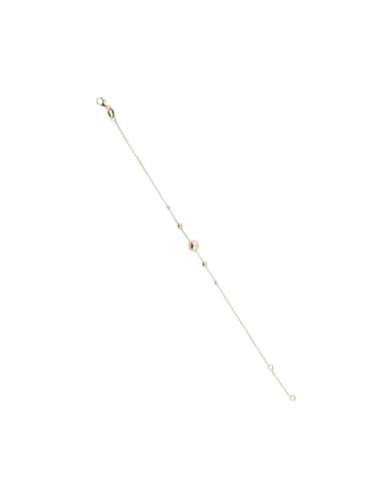 Bratara din Aur Galben, Alb, Roz de 18 k cu Lant si Bile Diamantate, Ajustabila,  1.14g