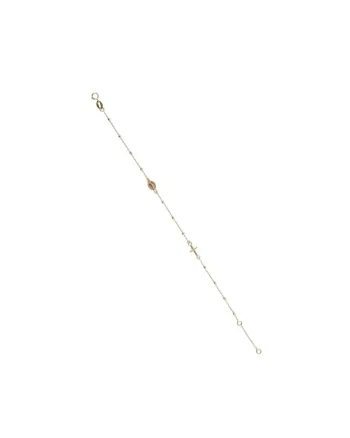 Bratara Rozariu din Aur Galben de 18 k cu Lant Diamantat si Bile, Ajustabila,  1.34g