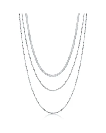 Colier Multilant din Argint 925, Placat cu Rodiu,  9.40g