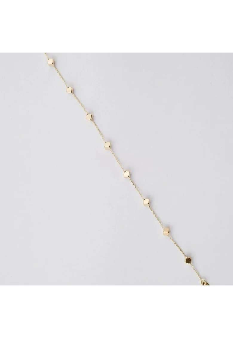 Bratara din Aur Galben, Alb, Roz de 18 k cu Cuburi Multicolore si Lant Diamantat, Ajustabila,  1.34g
