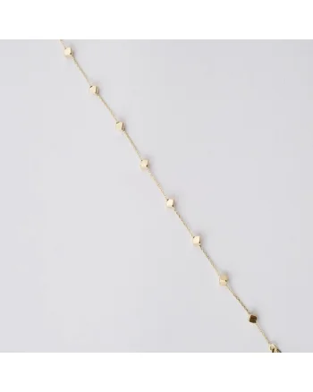 Bratara din Aur Galben, Alb, Roz de 18 k cu Cuburi Multicolore si Lant Diamantat, Ajustabila,  1.34g