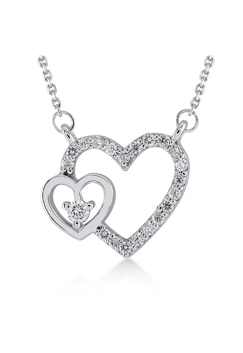 Colier din Aur Alb de 14K cu Diamante naturale de 0.10 Carate