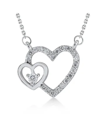 Colier din Aur Alb de 14K cu Diamante naturale de 0.10 Carate