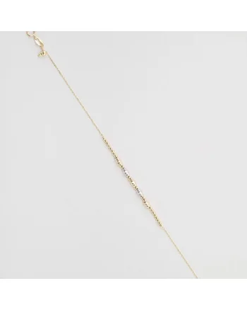 Bratara din Aur Galben, Alb, de 18 k cu Bile Ovale Diamantate si Lant Diamantat,  1.47g