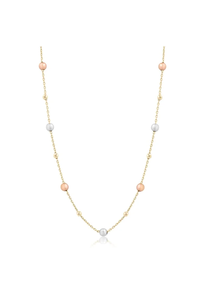Colier din Aur Galben de 18 kt cu Bile Galbene, Albe, Roz,  2.26 g