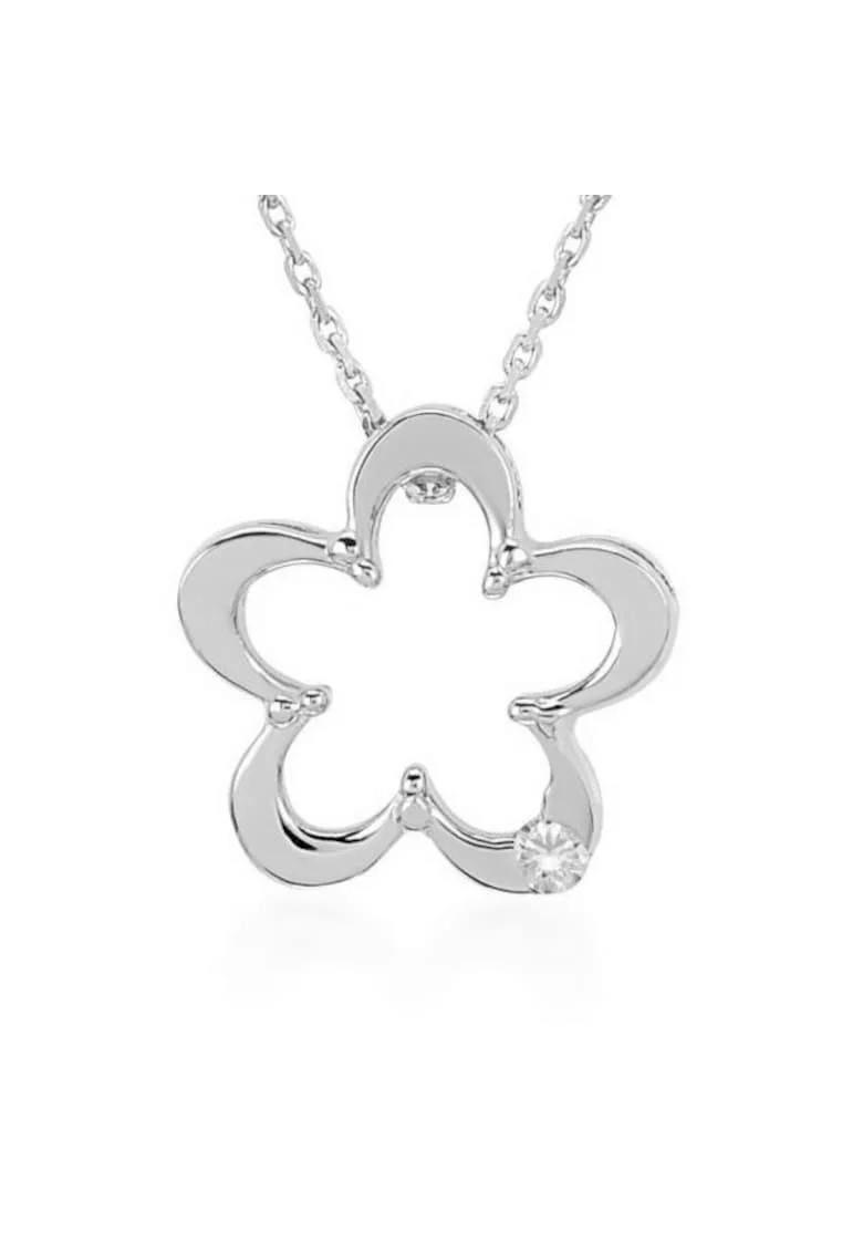 Colier din Aur Alb de 14K cu Diamante naturale de 0.02 Carate