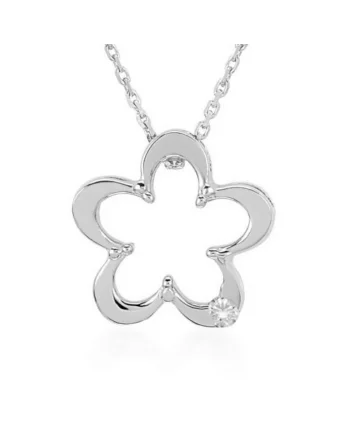 Colier din Aur Alb de 14K cu Diamante naturale de 0.02 Carate