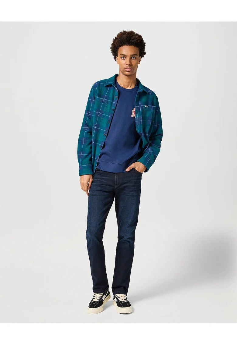 Blugi Barbati,  Texas Slim, Slim Fit, Talie Medie, Fermoar, Lungi, 5 Buzunare, Bumbac, W31-L32 US, Albastru