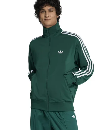Bluza de trening cu fermoar si guler inalt Firebird, Alb/Verde englez