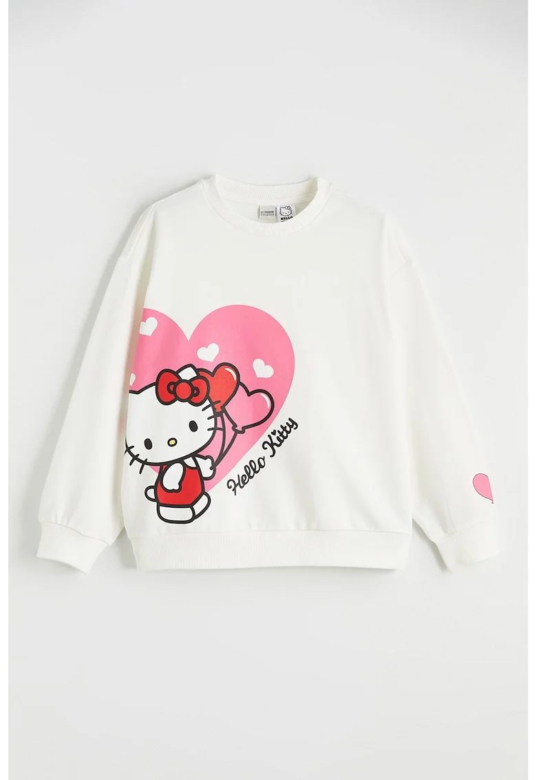 Bluza de trening din amestec de bumbac cu Hello Kitty, Rosu/Alb fildes/Roz