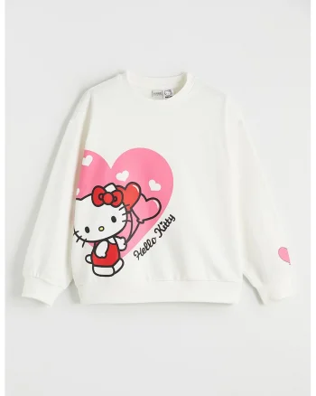 Bluza de trening din amestec de bumbac cu Hello Kitty, Rosu/Alb fildes/Roz