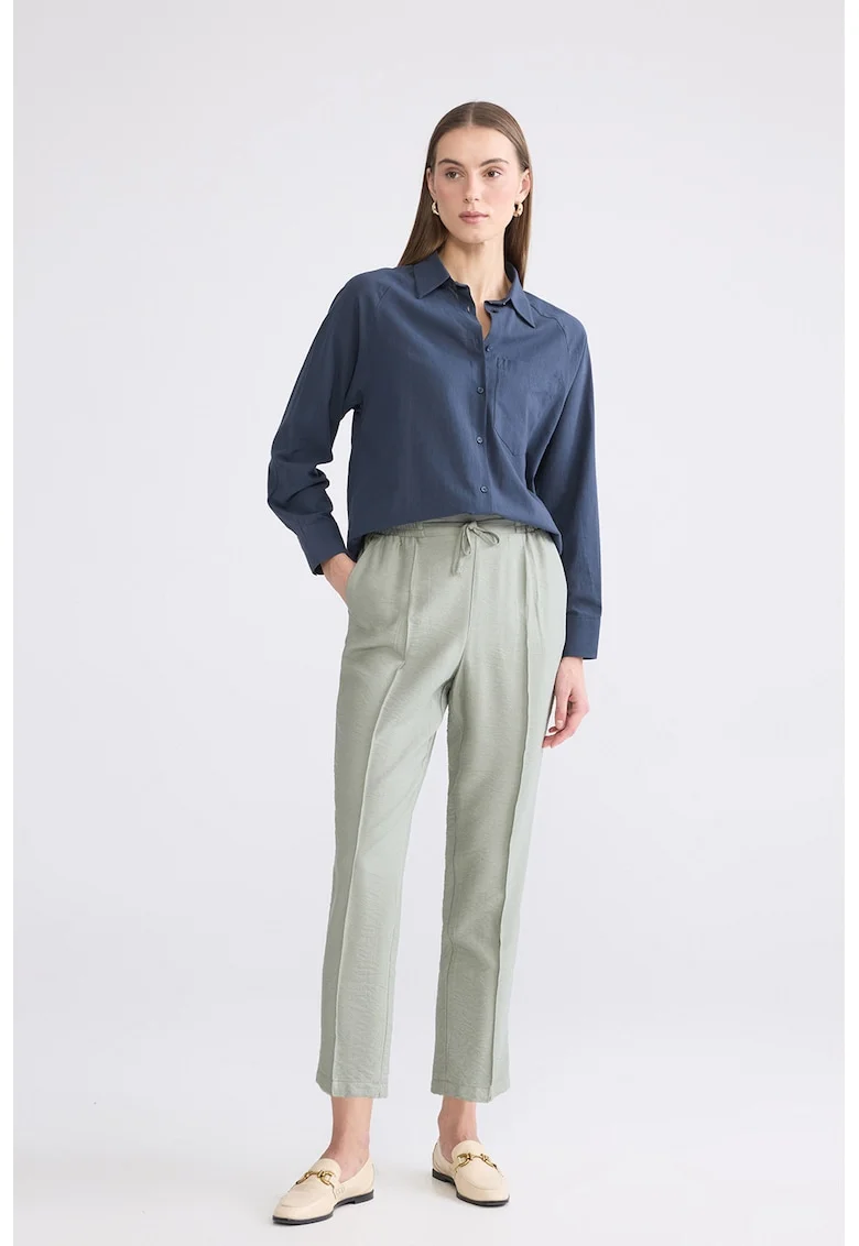 Pantaloni regular fit cu snur, Verde pal