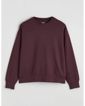 Bluza de trening cu decolteu la baza gatului si model uni, Violet tyrian