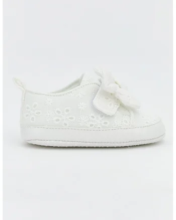 Pantofi cu velcro si funde decorative, Alb optic