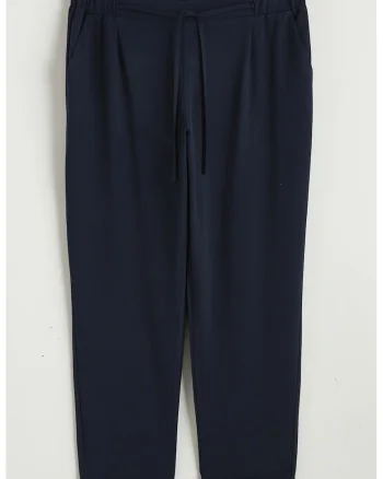 Pantaloni conici cu talie elastica si snur, Bleumarin