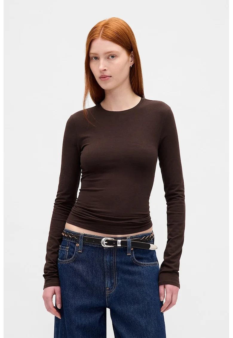 Bluza uni slim fit, Maro inchis