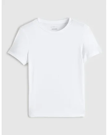 Tricou uni cu decolteu la baza gatului, Alb