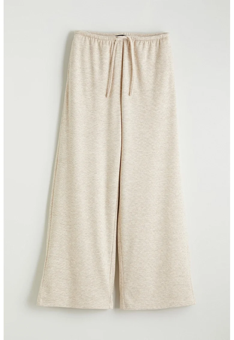 Pantaloni de trneing cu croiala ampla si terminatie ajustabila, Bej melange