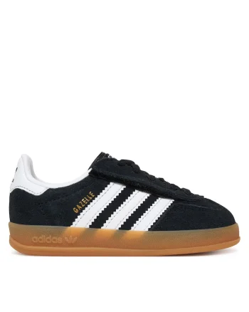 Pantofi sport copii,  Model Gazelle, piele naturala, negru, velcro