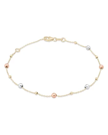 Bratara din Aur Galben de 18 kt cu Bile Galbene Diamantate si Bile Albe si Roz Simple,  1.34 g
