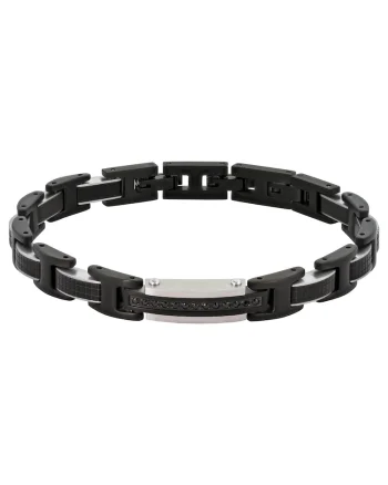 Bratara pentru Barbati din Otel Inoxidabil, Placata cu Ruteniu, Ceramica si Pietre Cubic Zirconia,  34.3g