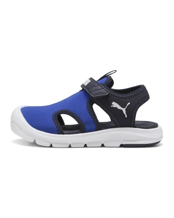 Sandale Fun Racer cu inchidere velcro si decupaje, Alb/Negru/Albastru royal