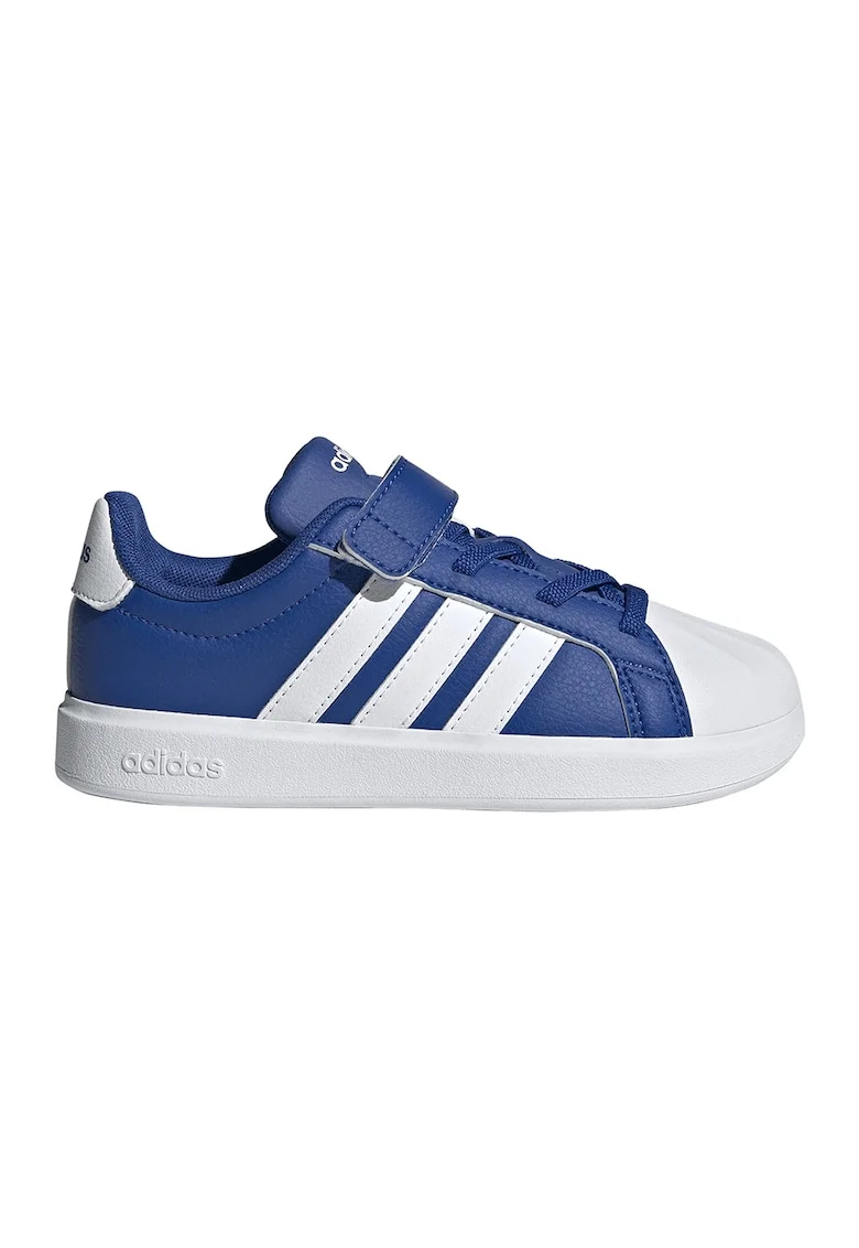 Pantofi sport din piele ecologica cu velcro StreetTalk, Alb/Albastru royal